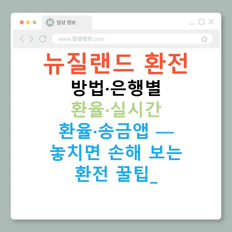 뉴질랜드 환전 방법·은행별 환율·실시간 환율·송금앱 — 놓치면 손해 보는 환전 꿀팁!
