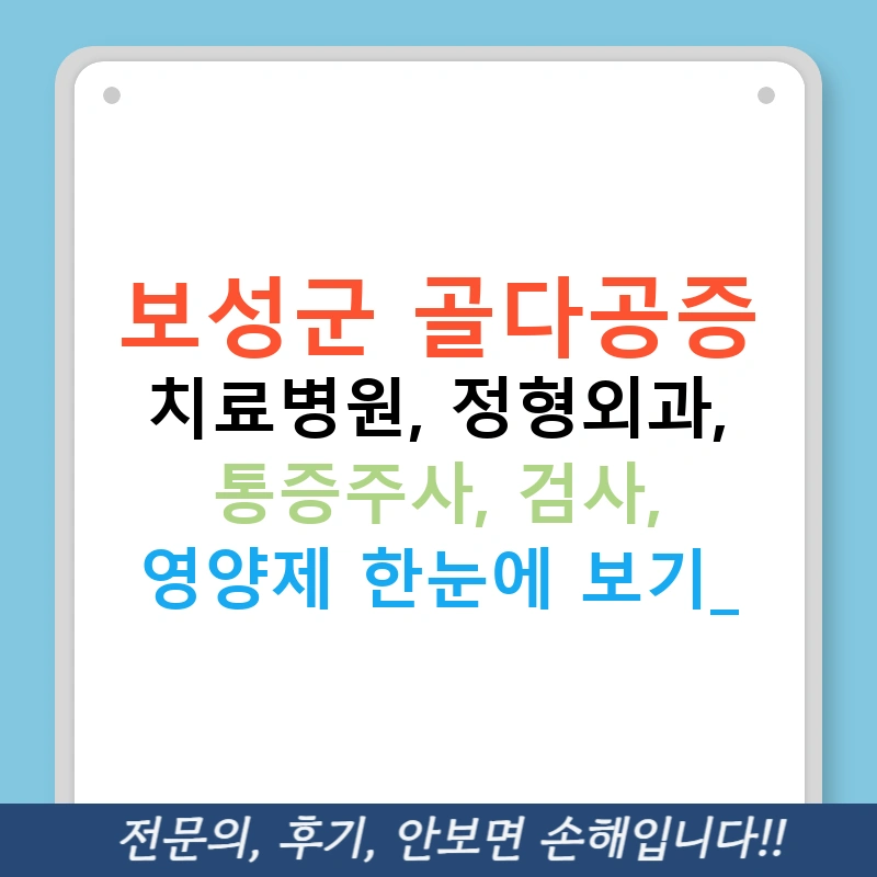 보성군 골다공증 치료병원, 정형외과, 통증주사, 검사, 영양제 한눈에 보기!