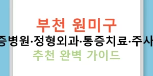 부천 원미구 골다공증병원·정형외과·통증치료·주사·영양제 추천 완벽 가이드