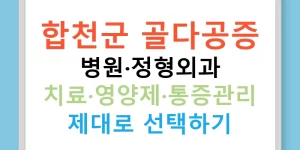 합천군 골다공증 병원·정형외과 치료·영양제·통증관리 제대로 선택하기