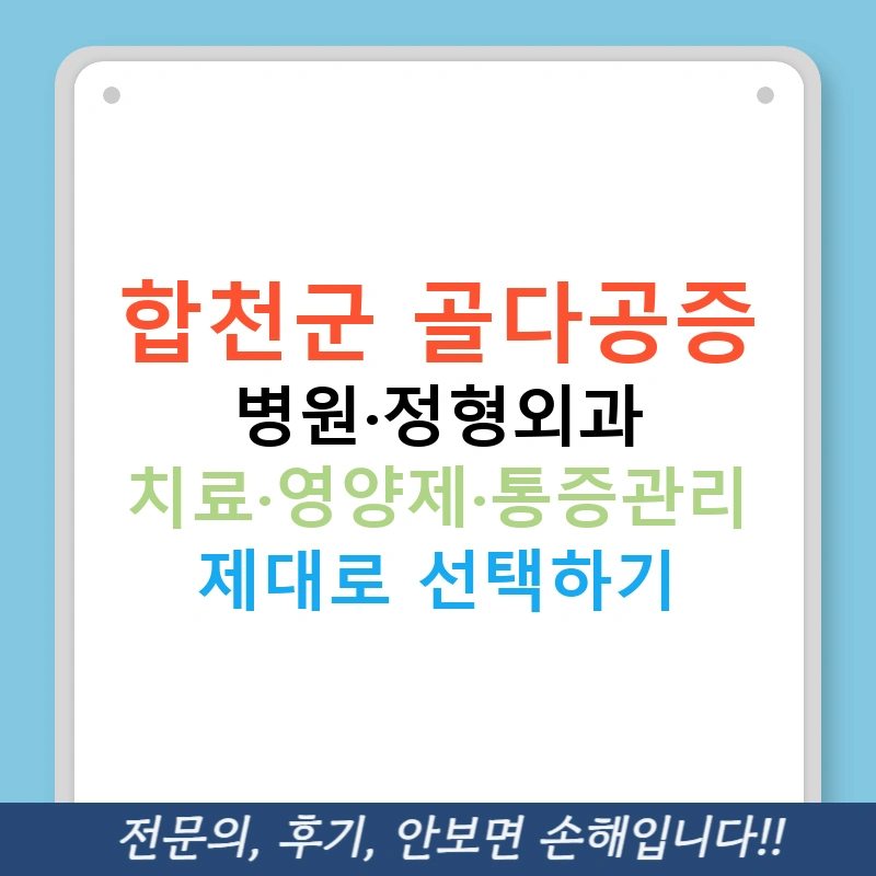 합천군 골다공증 병원·정형외과 치료·영양제·통증관리 제대로 선택하기