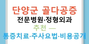 단양군 골다공증 전문병원·정형외과 추천 — 통증치료·주사요법·비용공개