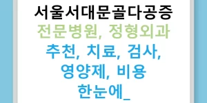 서울서대문골다공증 전문병원, 정형외과 추천, 치료, 검사, 영양제, 비용 한눈에!