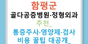함평군 골다공증병원·정형외과 추천: 통증주사·영양제·검사 비용 꿀팁 대공개!